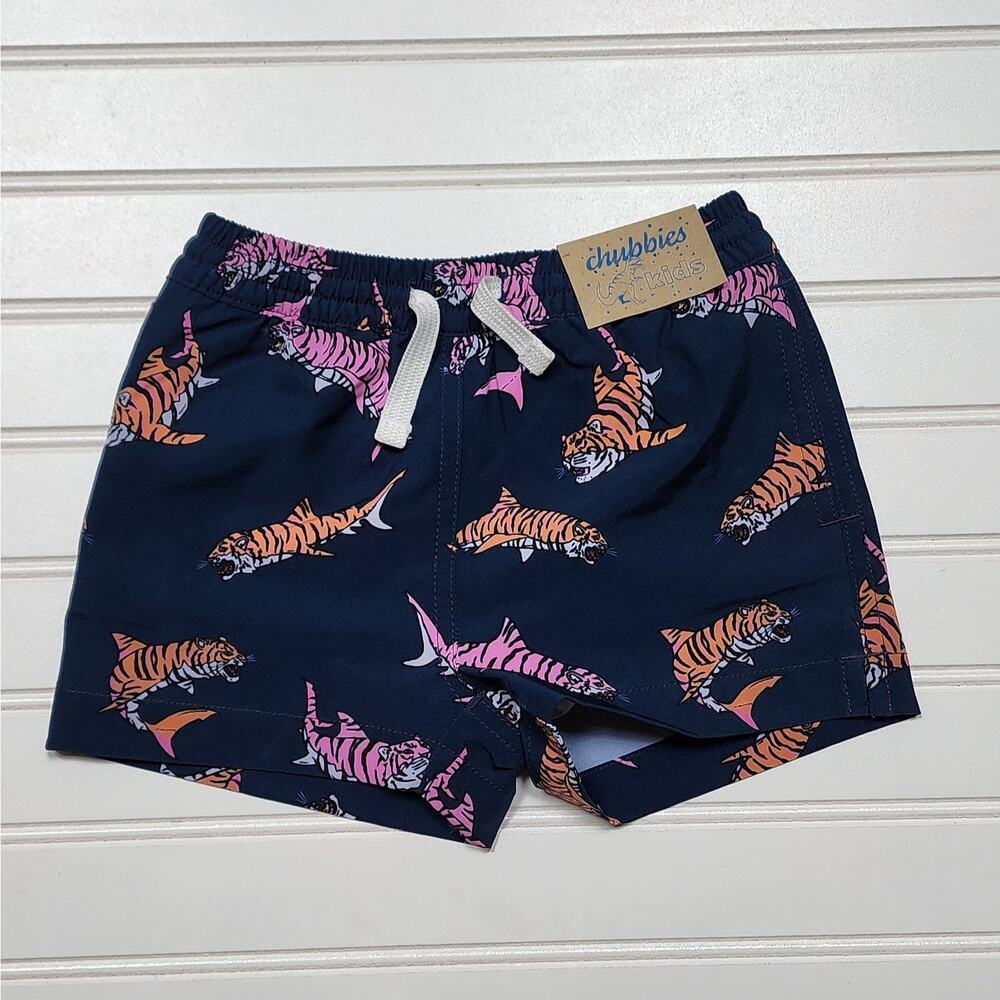 NWT Chubbies The Lil King of the Seas Toddler Swim Trunks Size 2T Navy